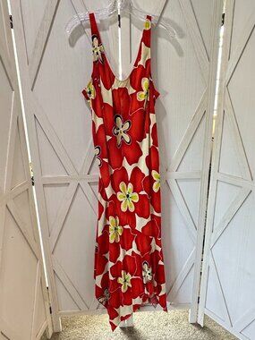 Vintage Jams World Red Star Floral Asymmetrical Tank Dress